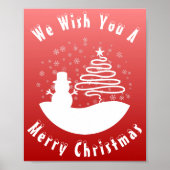 ホワイトクリスマスウィンターワンダーランド雪だるまツリー ポスター (正面)