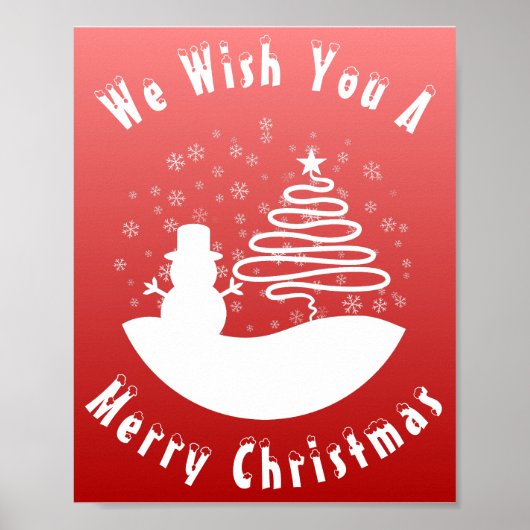 ホワイトクリスマスウィンターワンダーランド雪だるまツリー ポスター (正面)