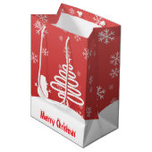 ホワイトクリスマスウィンターワンダーランド雪だるまツリー ミディアムペーパーバッグ (正面アングル)