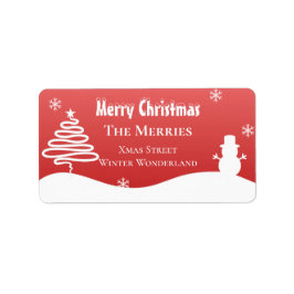 ホワイトクリスマスウィンターワンダーランド雪だるまツリー ラベル