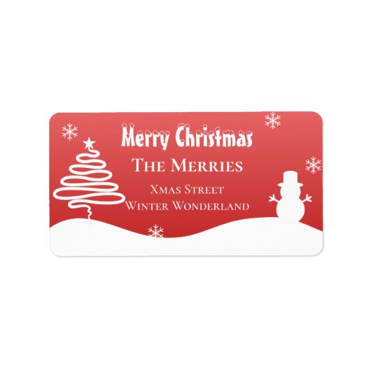 ホワイトクリスマスウィンターワンダーランド雪だるまツリー ラベル (正面)