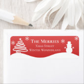 ホワイトクリスマスウィンターワンダーランド雪だるまツリー ラベル (インサイチュ)