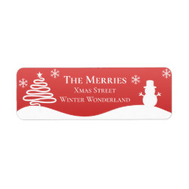 ホワイトクリスマスウィンターワンダーランド雪だるまツリー ラベル