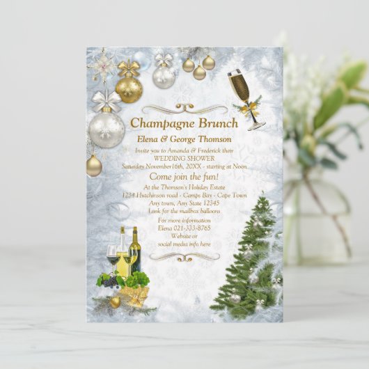 ホワイトクリスマスウェディングシャワー招待状 招待状 (スタンド正面)