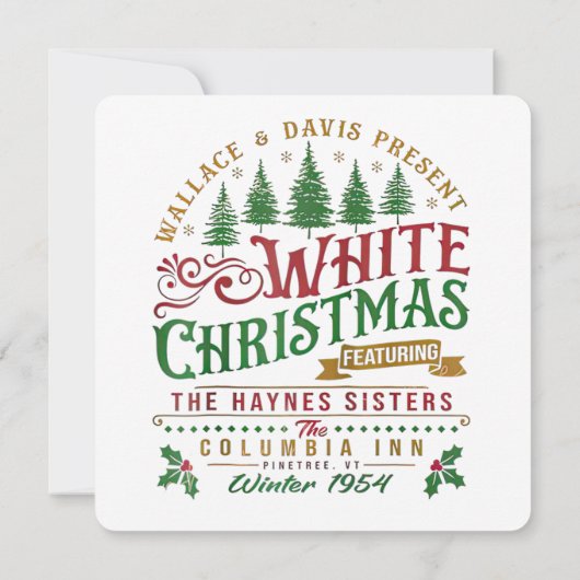 ホワイトクリスマスウォレスとデイヴィスハイネス姉妹 招待状 (裏面)