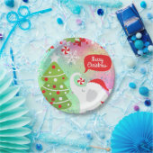 ホワイトクリスマスエレファントスクエア ペーパープレート (パーティー)