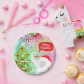 ホワイトクリスマスエレファントスクエア ペーパープレート (パーティー)