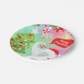 ホワイトクリスマスエレファントスクエア ペーパープレート (アングル)