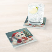 ホワイトクリスマスキャスター ガラスコースター (アングル)