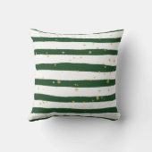 ホワイトクリスマスキャットグリーンストライプアクセント枕 クッション (裏面)