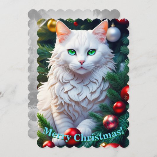 ホワイトクリスマスキャットホリデーグリーティング (正面/裏面)