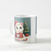 ホワイトクリスマスキャットマグカップ コーヒーマグカップ (正面左)