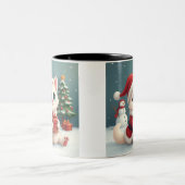 ホワイトクリスマスキャットマグカップ ツートーンマグカップ (中央)