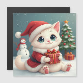 ホワイトクリスマスキャット磁気カード (正面/裏面)