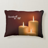 ホワイトクリスマスキャンドルのカスタマイズ可能な文字 アクセントクッション (裏面)