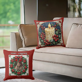 ホワイトクリスマスキャンドルカスタマイズ可能装飾用クッション クッション
