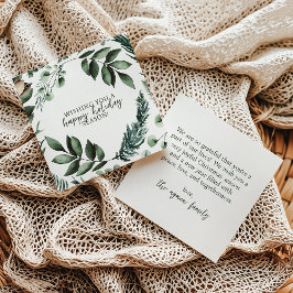 ホワイトクリスマスグリーン&セージパインホリデーカード 招待状