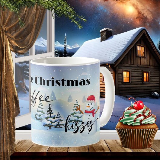 ホワイトクリスマスコーヒーとキス休日 コーヒーマグカップ