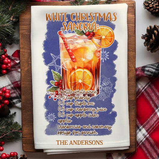 ホワイトクリスマスサングリアホリデーカクテルレシピ キッチンタオル