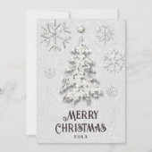 ホワイトクリスマススススススパークル金ゴールドグリッターツリーエレガント シーズンカード (正面)