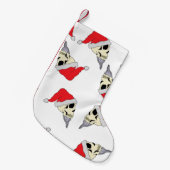 ホワイトクリスマスストッキングとサンタクローススカル スモールクリスマスストッキング (正面 (吊り時))