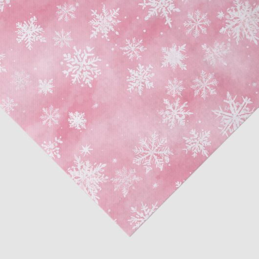 ホワイトクリスマススノーフレークピンクの水色 薄葉紙 (詳細)