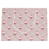 ホワイトクリスマスツリーとサンタクロース ラージペーパーバッグ (正面)