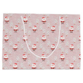 ホワイトクリスマスツリーとサンタクロース ラージペーパーバッグ (裏面)