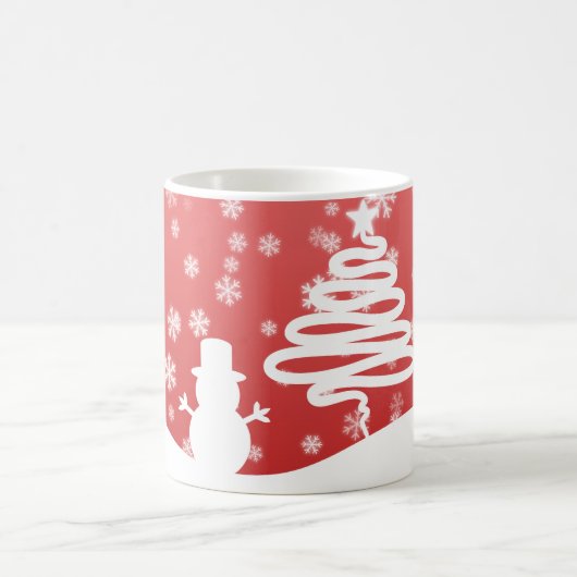ホワイトクリスマスツリーと雪だるま コーヒーマグカップ (中央)
