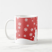 ホワイトクリスマスツリーと雪だるま コーヒーマグカップ (左)