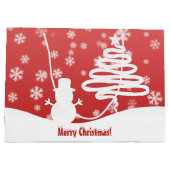 ホワイトクリスマスツリーと雪だるま ラージペーパーバッグ (裏面)