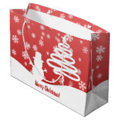 ホワイトクリスマスツリーと雪だるま ラージペーパーバッグ (裏面アングル)