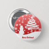 ホワイトクリスマスツリーと雪だるま 缶バッジ (正面&裏面)