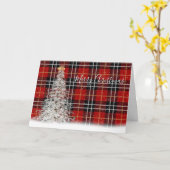 ホワイトクリスマスツリーと鹿オンタータンチェックプレイド カード (黄色い花)
