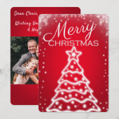 ホワイトクリスマスツリーの写真グリーティングカード シーズンカード (正面/裏面)