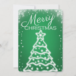 ホワイトクリスマスツリーの写真グリーティングカード 招待状