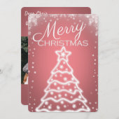 ホワイトクリスマスツリーの写真グリーティングカード 招待状 (正面/裏面)