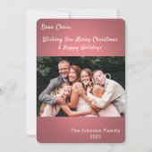 ホワイトクリスマスツリーの写真グリーティングカード 招待状 (裏面)