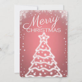 ホワイトクリスマスツリーの写真グリーティングカード 招待状
