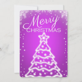 ホワイトクリスマスツリーの写真グリーティングカード 招待状