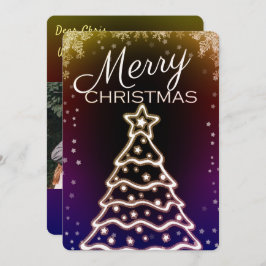 ホワイトクリスマスツリーの写真グリーティングカード 招待状