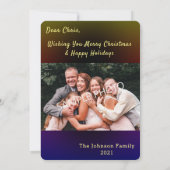 ホワイトクリスマスツリーの写真グリーティングカード 招待状 (裏面)