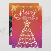 ホワイトクリスマスツリーの写真グリーティングカード 招待状 (正面/裏面)