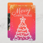 ホワイトクリスマスツリーの写真グリーティングカード 招待状 (正面/裏面)