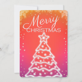 ホワイトクリスマスツリーの写真グリーティングカード 招待状