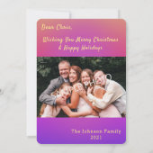 ホワイトクリスマスツリーの写真グリーティングカード 招待状 (裏面)