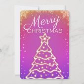 ホワイトクリスマスツリーの写真グリーティングカード 招待状 (正面)