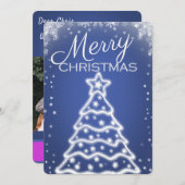 ホワイトクリスマスツリーの写真グリーティングカード 招待状 (正面/裏面)