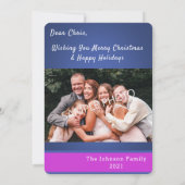 ホワイトクリスマスツリーの写真グリーティングカード 招待状 (裏面)