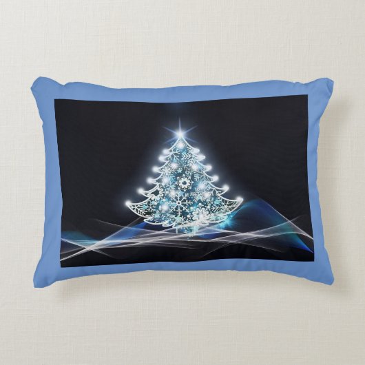 ホワイトクリスマスツリーアクセント枕 アクセントクッション (正面)